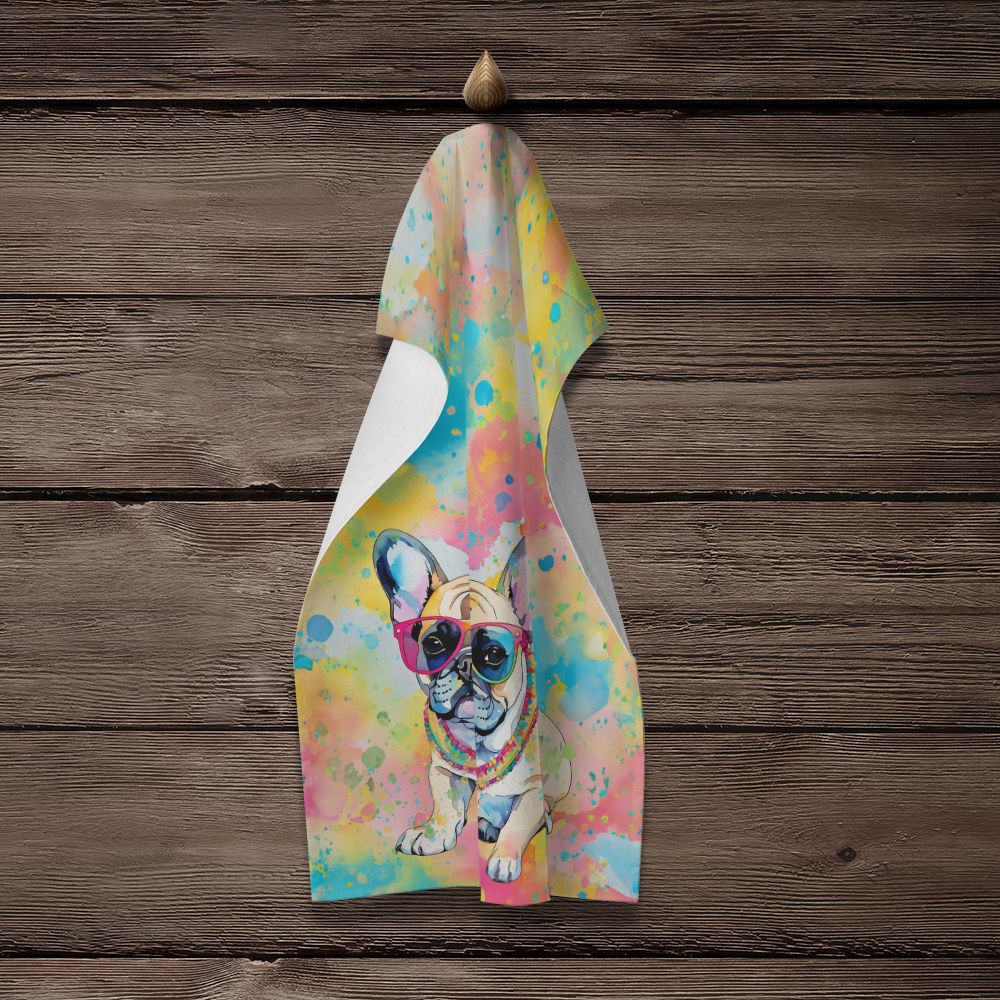 French Bulldog Hippie Dawg Kitchen Towel Dish Cloths Guest Hand Towel Decorative Bathroom Towel for Face,Tea, Dishcloth, Kitchen and Bath