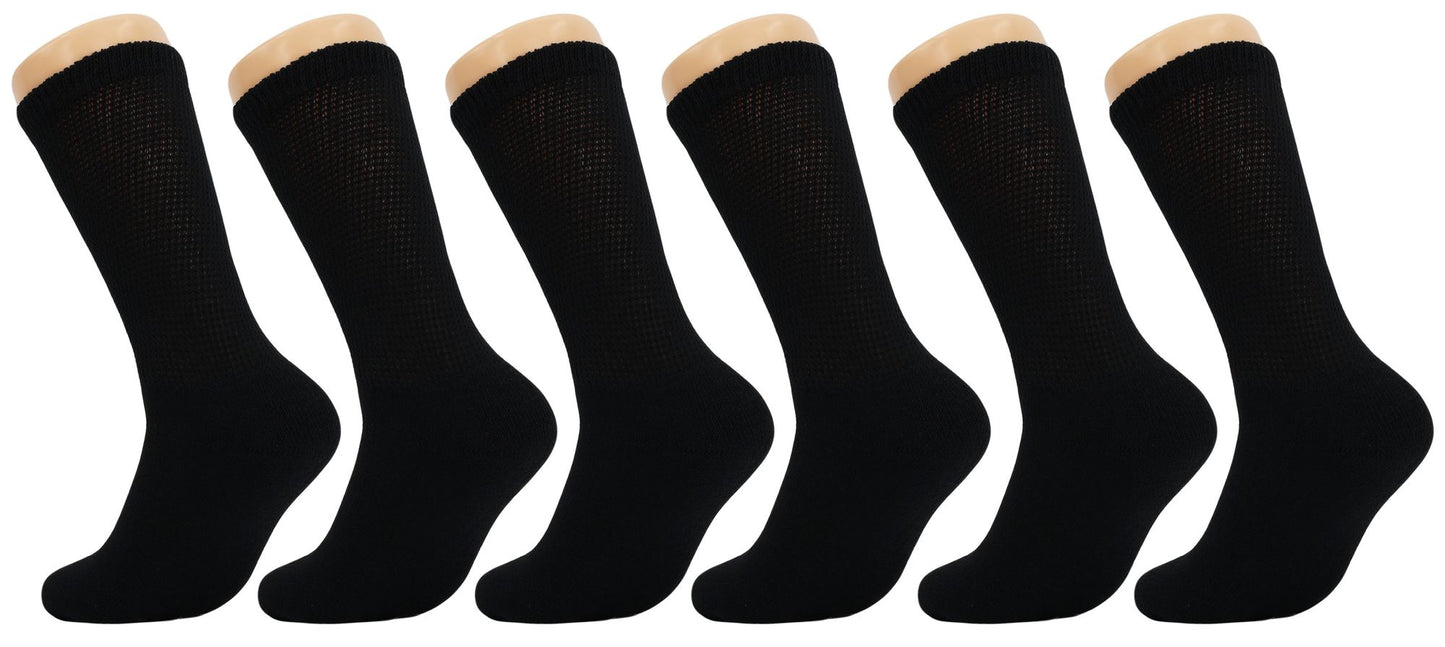 Diabetic Crew Socks Non-Binding Cotton Crew Diabetes Socks 6 Pairs