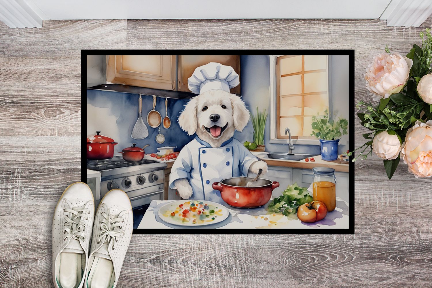NEW Kuvasz The Chef Doormat Front Door Mat Indoor Outdoor Rugs for Entryway, Non Slip Washable Low Pile, 18H X 27W