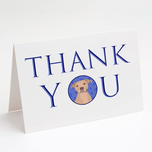 Pit Bull Fawn #1 Thank You Greeting Cards Pack of 8 Blank Cards with Envelopes Whimsical A7 Size 5x7 Blank Note Cards