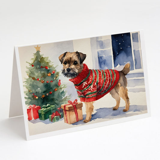 Border Terrier Christmas Greeting Cards Pack of 8 Blank Cards with Envelopes Whimsical A7 Size 5x7 Blank Note Cards