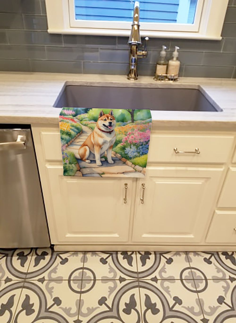 Akita Spring Garden Kitchen Towel Dish Cloths Guest Hand Towel Decorative Bathroom Towel for Face,Tea, Dishcloth, Kitchen and Bath