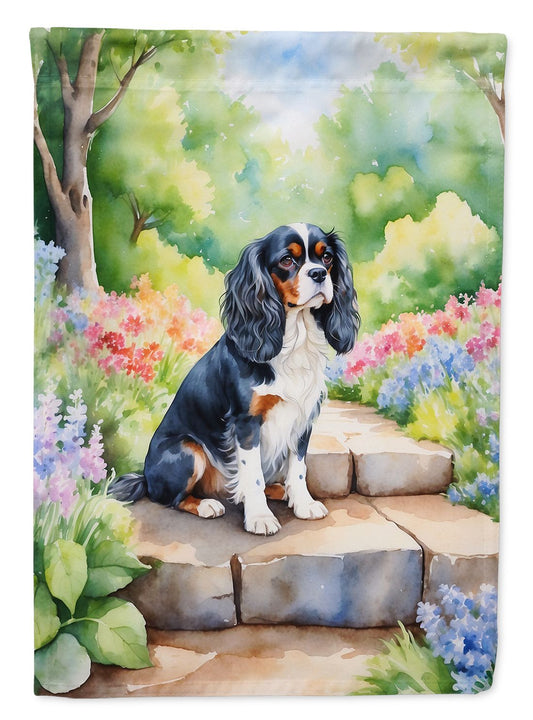 Cavalier Spaniel Spring Path Garden Flag Mailbox Flag Decorative Yard Flag Banner Outside Patio Artwork Yard Flower Beds, Garden Size, Multicolor