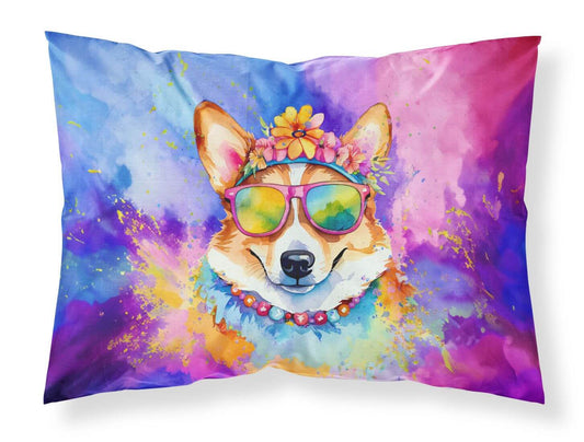Corgi Hippie Dawg Standard Pillowcase Lightweight Super Soft Easy Care Decorative Artwork Pillowcase, Standard