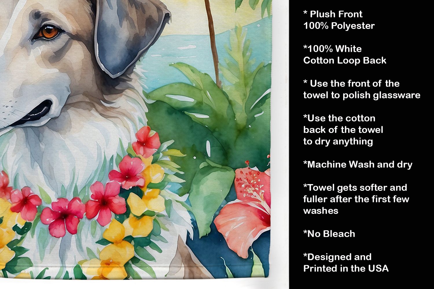 Borzoi Luau Kitchen Towel Dish Cloths Guest Hand Towel Decorative Bathroom Towel for Face,Tea, Dishcloth, Kitchen and Bath
