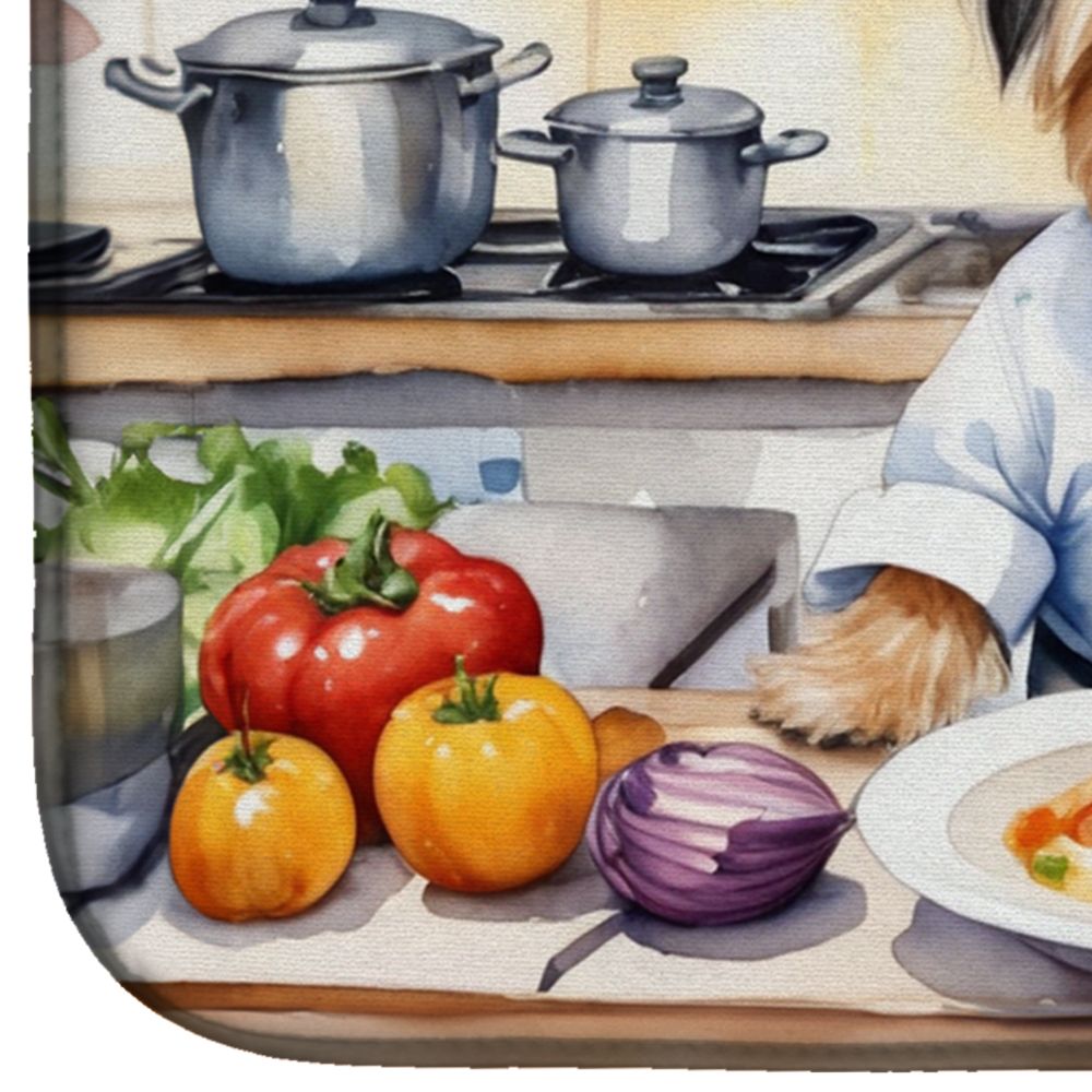 Lhasa Apso The Chef Dish Drying Mat Absorbent Dish Drying Mat Pad for Kitchen Counter Dish Drainer Mat for Countertop, 14 x 21", Multicolor