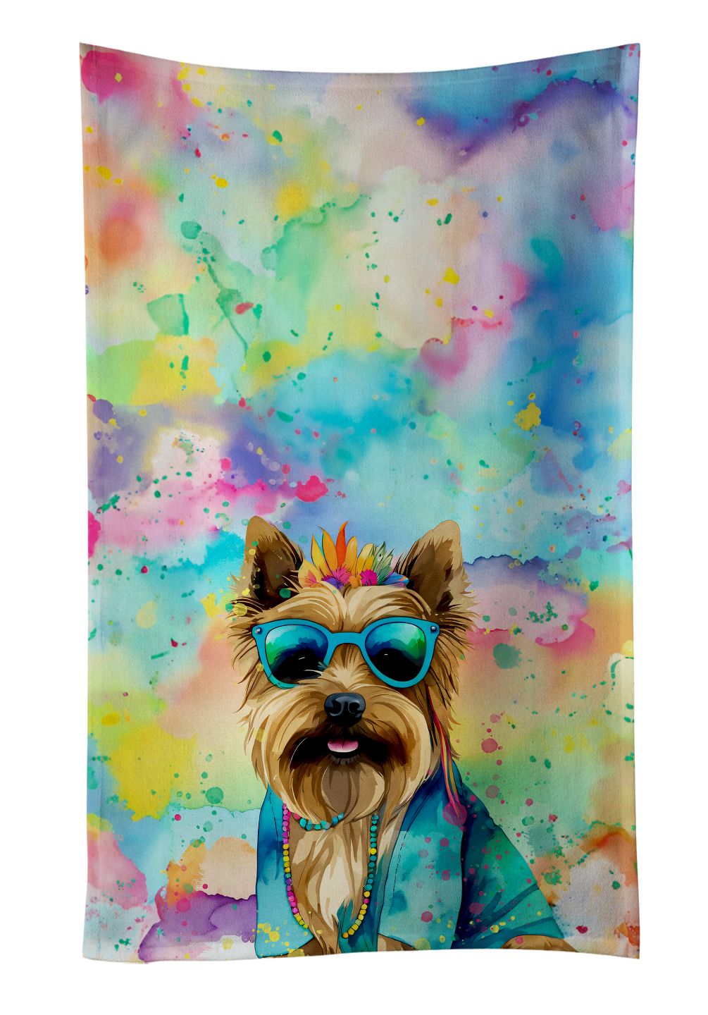 Cairn Terrier Hippie Dawg Kitchen Towel Dish Cloths Guest Hand Towel Decorative Bathroom Towel for Face,Tea, Dishcloth, Kitchen and Bath