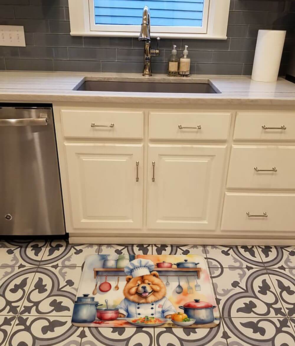 Chow Chow The Chef Memory Foam Kitchen Mat Machine Washable Anti-Fatigue Mat Cushion Comfort Bath Mat or Kitchen Rug