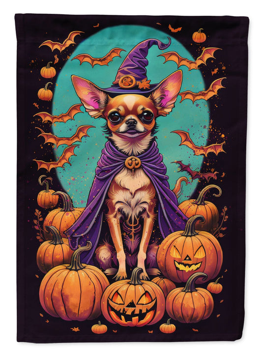 Chihuahua Witchy Halloween House Flag Large Porch Sleeve Pole Decorative Outside Yard Banner Artwork Wall Hanging, Polyester, House Size, Multicolor