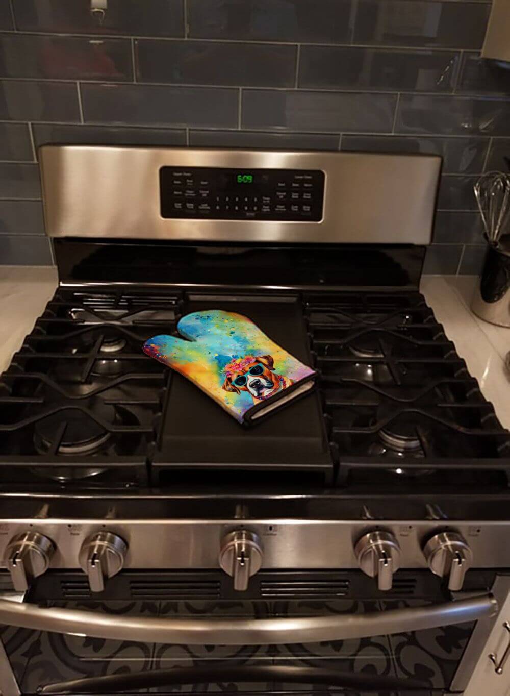 Boxer Hippie Dawg Oven Mitt Heat Resistant Thick Oven Mitt for Hot Pans and Oven, Kitchen Mitt Protect Hands, Cooking Baking Glove