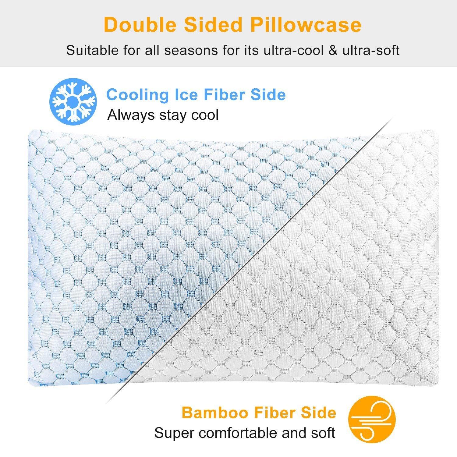 Cooling Memory Foam Pillow Ventilated Soft Bed Pillow w/ Cooling Gel Infused Memory Foam 2Pcs Queen Size - Clothes For Her Online Store