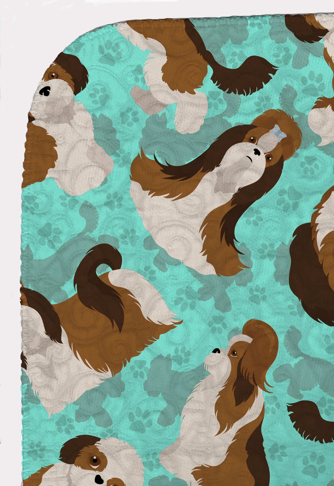 Shih Tzu Quilted Blanket 50x60 Artwork Pattern Quilted Throw Blanket for Bed, Couch, Sofa, Soft and Lightweight