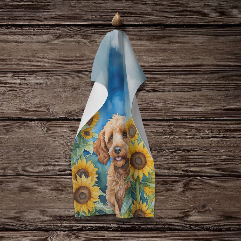 Cockapoo in Sunflowers Kitchen Towel Dish Cloths Guest Hand Towel Decorative Bathroom Towel for Face,Tea, Dishcloth, Kitchen and Bath