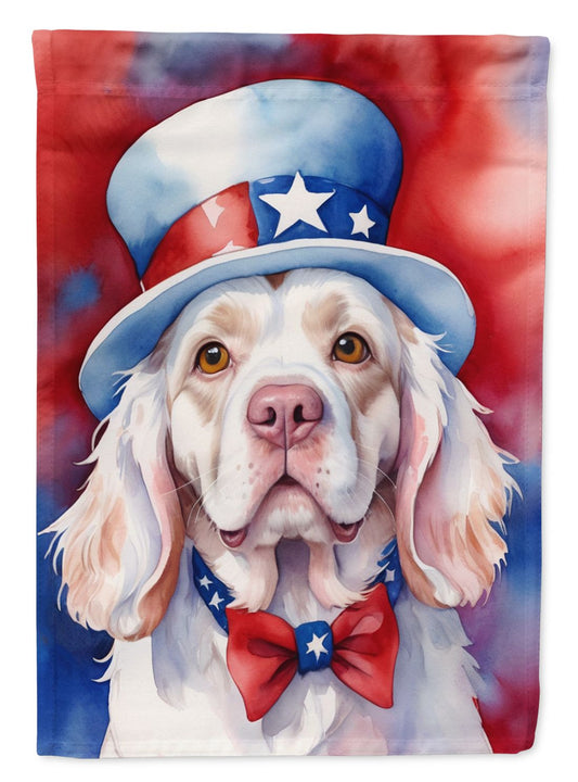 Clumber Spaniel Patriotic American Garden Flag Mailbox Flag Decorative Yard Flag Banner Outside Patio Artwork Yard Flower Beds, Garden Size, Multicolor