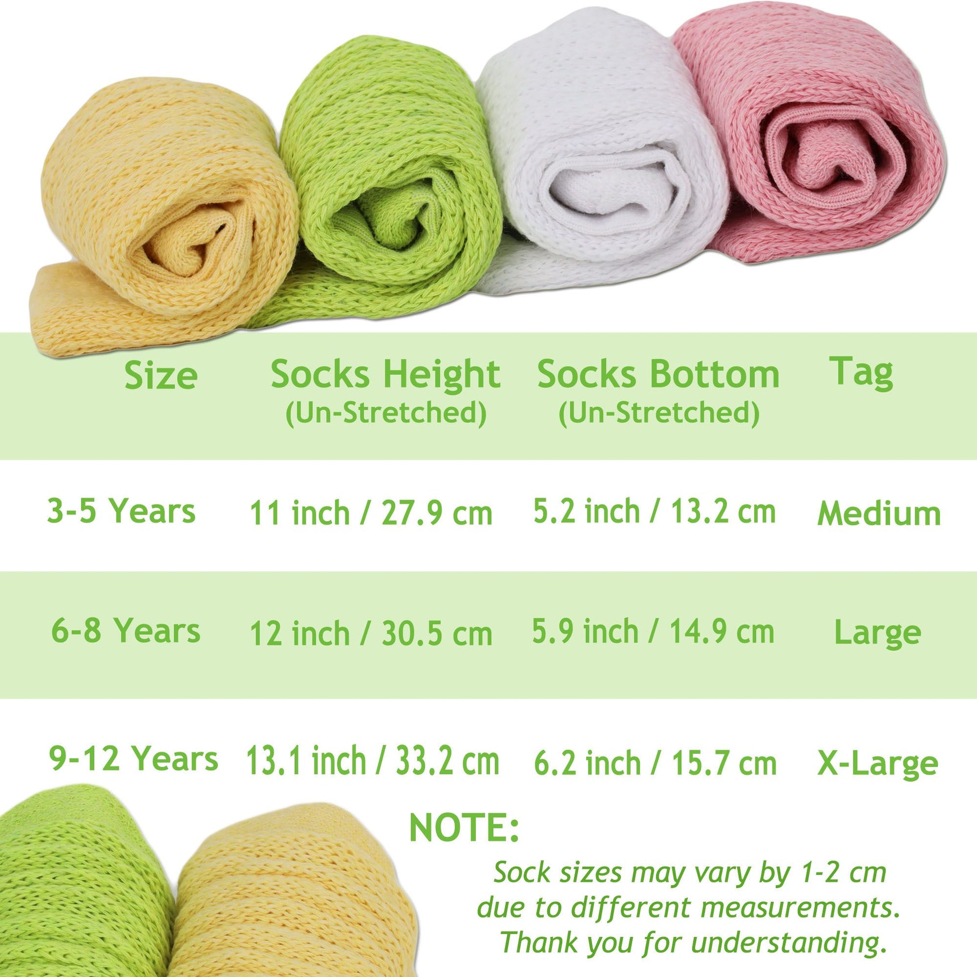 Kids Slouch Socks for Girls and Boys Knee High Cotton Scrunch Socks 3 to 15 Years Old 3 Pairs