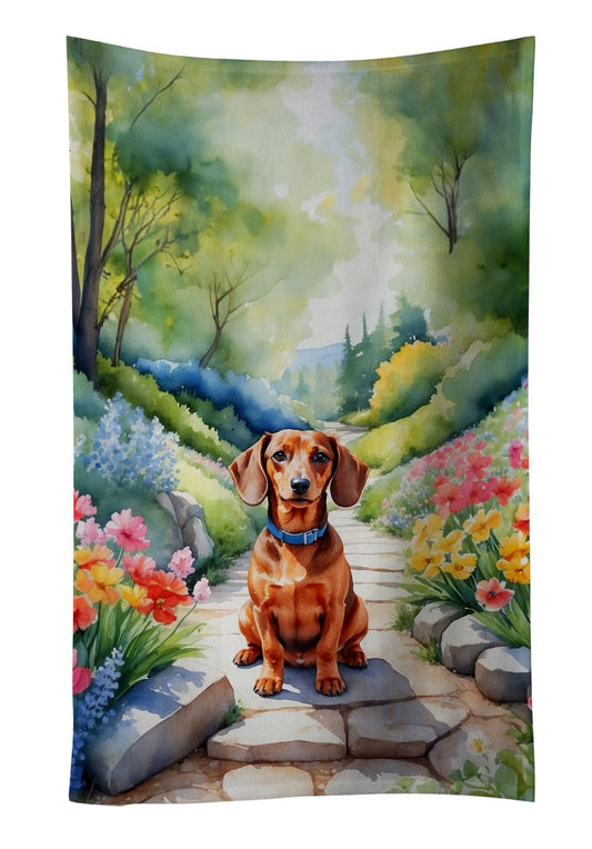 Dachshund Spring Path Kitchen Towel Dish Cloths Guest Hand Towel Decorative Bathroom Towel for Face,Tea, Dishcloth, Kitchen and Bath