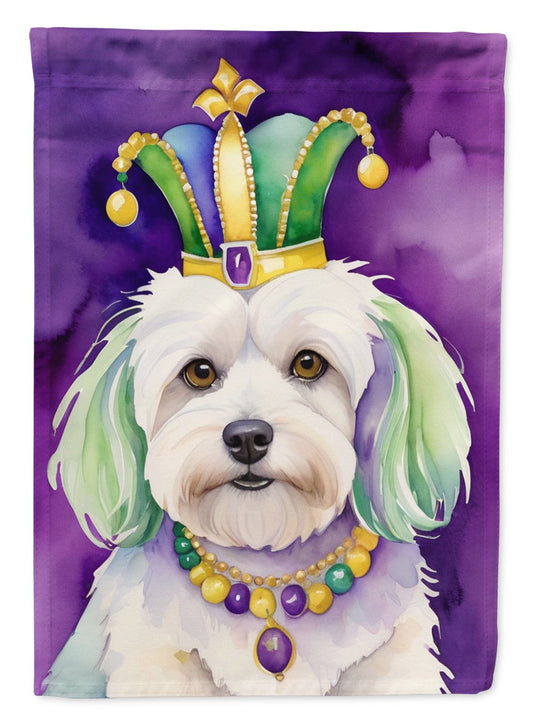 Coton de Tulear King of Mardi Gras House Flag Large Porch Sleeve Pole Decorative Outside Yard Banner Artwork Wall Hanging, Polyester, House Size, Multicolor