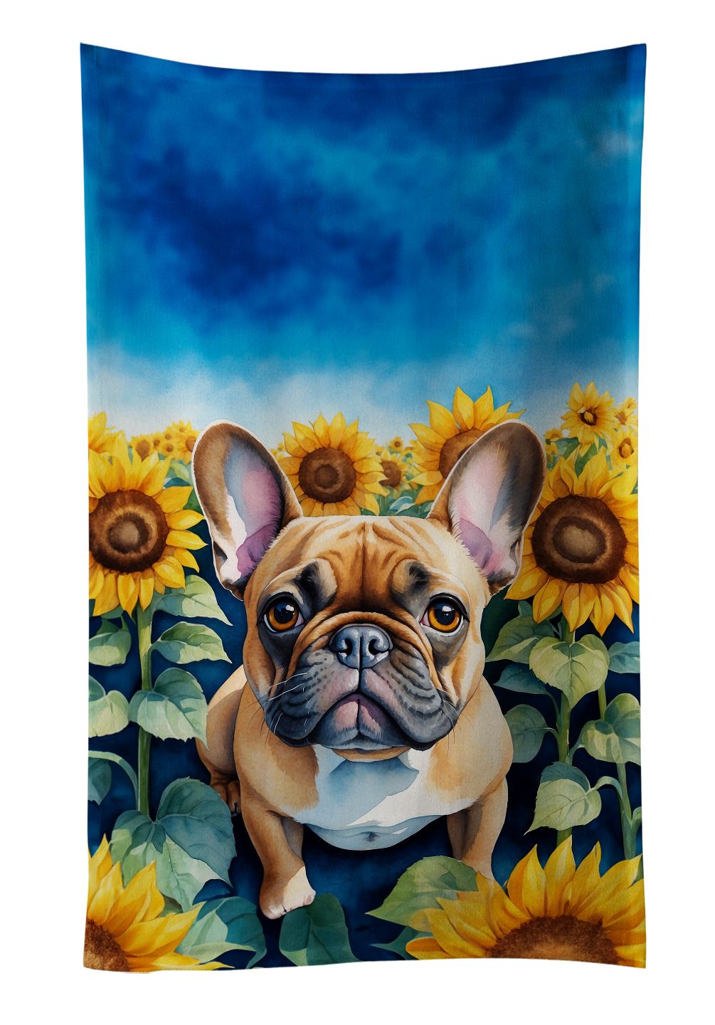 French Bulldog in Sunflowers Kitchen Towel Dish Cloths Guest Hand Towel Decorative Bathroom Towel for Face,Tea, Dishcloth, Kitchen and Bath