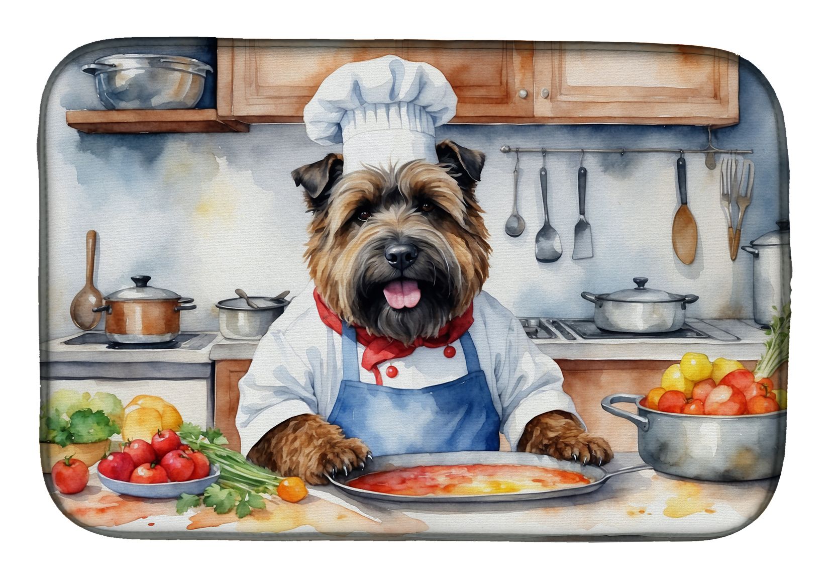 Bouvier des Flandres The Chef Dish Drying Mat Absorbent Dish Drying Mat Pad for Kitchen Counter Dish Drainer Mat for Countertop, 14 x 21", Multicolor
