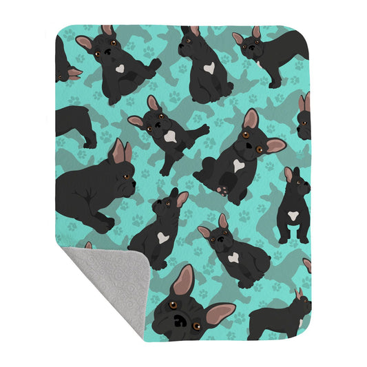 Black French Bulldog Quilted Blanket 50x60 Artwork Pattern Quilted Throw Blanket for Bed, Couch, Sofa, Soft and Lightweight