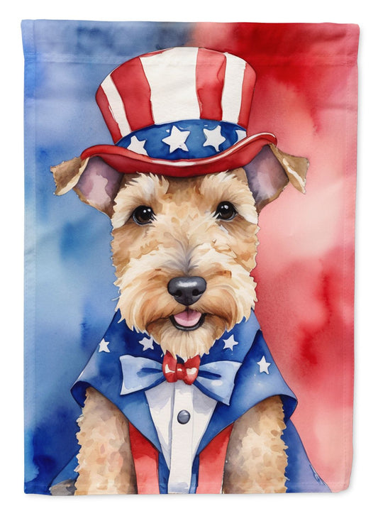 Lakeland Terrier Patriotic American House Flag Large Porch Sleeve Pole Decorative Outside Yard Banner Artwork Wall Hanging, Polyester, House Size, Multicolor