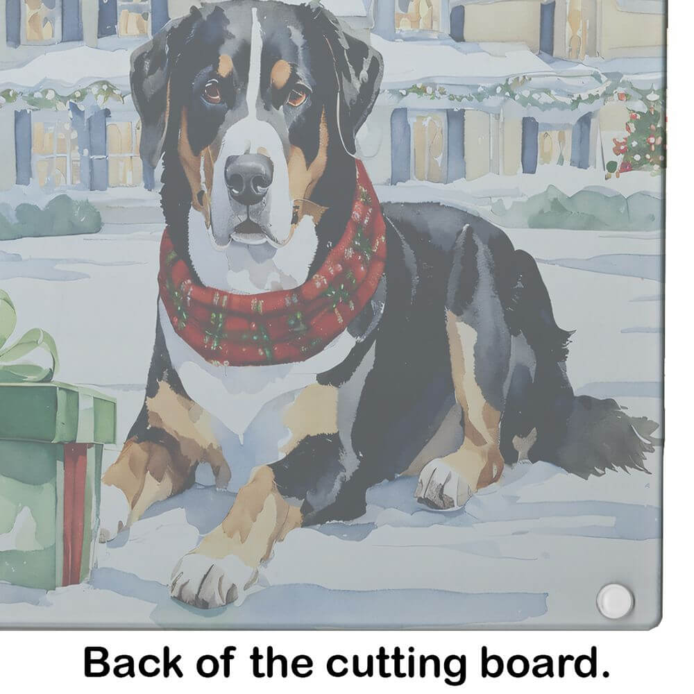 NEW Entlebucher Mountain Dog Cozy Christmas Glass Cutting Board Decorative Tempered Glass Kitchen Cutting and Serving Board Large Size Chopping Board