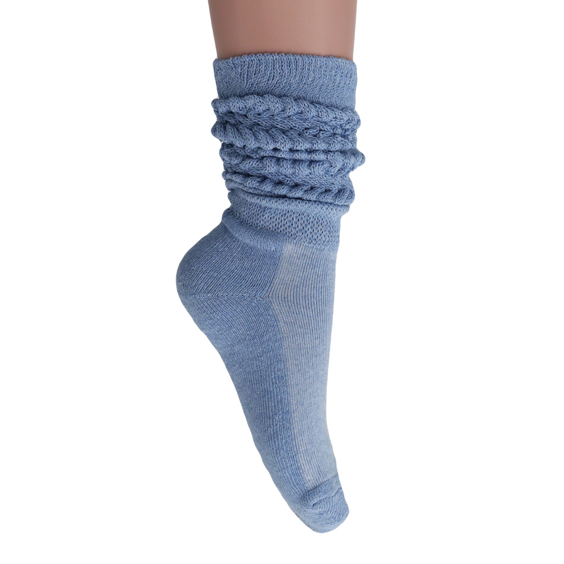 Women's Extra Long Slouch Scrunch Socks Knee High, Cotton Blend, Pack of 2, Fits Shoe Sizes 5-10, 80s Style, 28 Colors