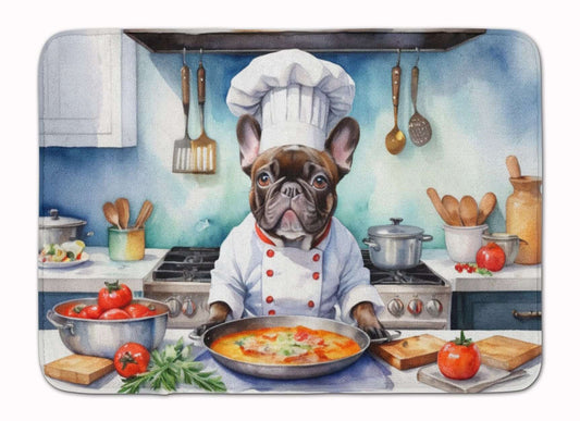 French Bulldog The Chef Memory Foam Kitchen Mat Machine Washable Anti-Fatigue Mat Cushion Comfort Bath Mat or Kitchen Rug