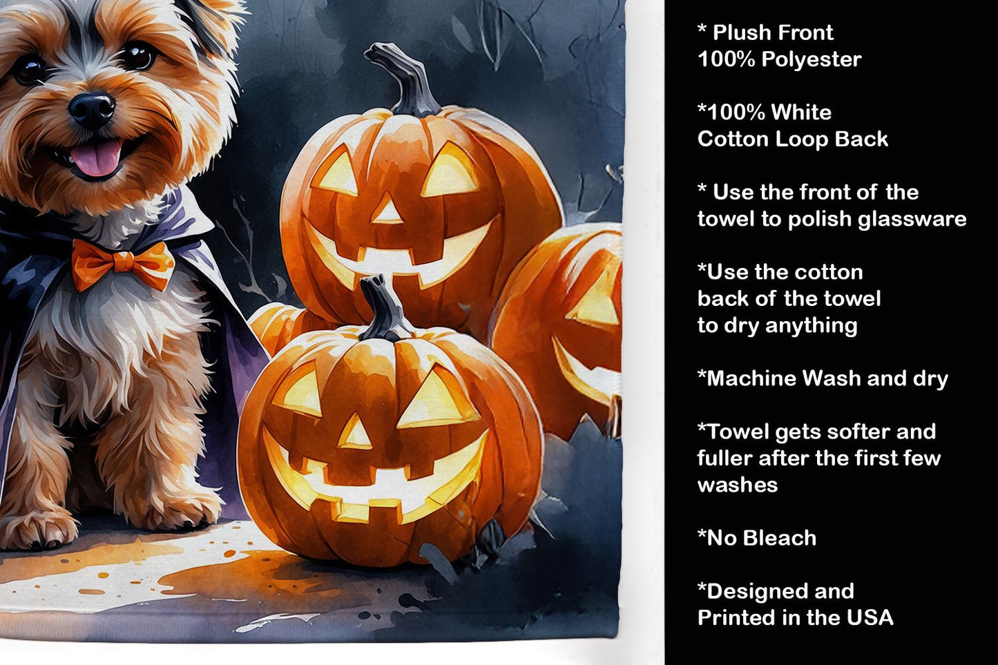 Yorkshire Terrier Puppy Halloween Kitchen Towel Dish Cloths Guest Hand Towel Decorative Bathroom Towel for Face,Tea, Dishcloth, Kitchen and Bath