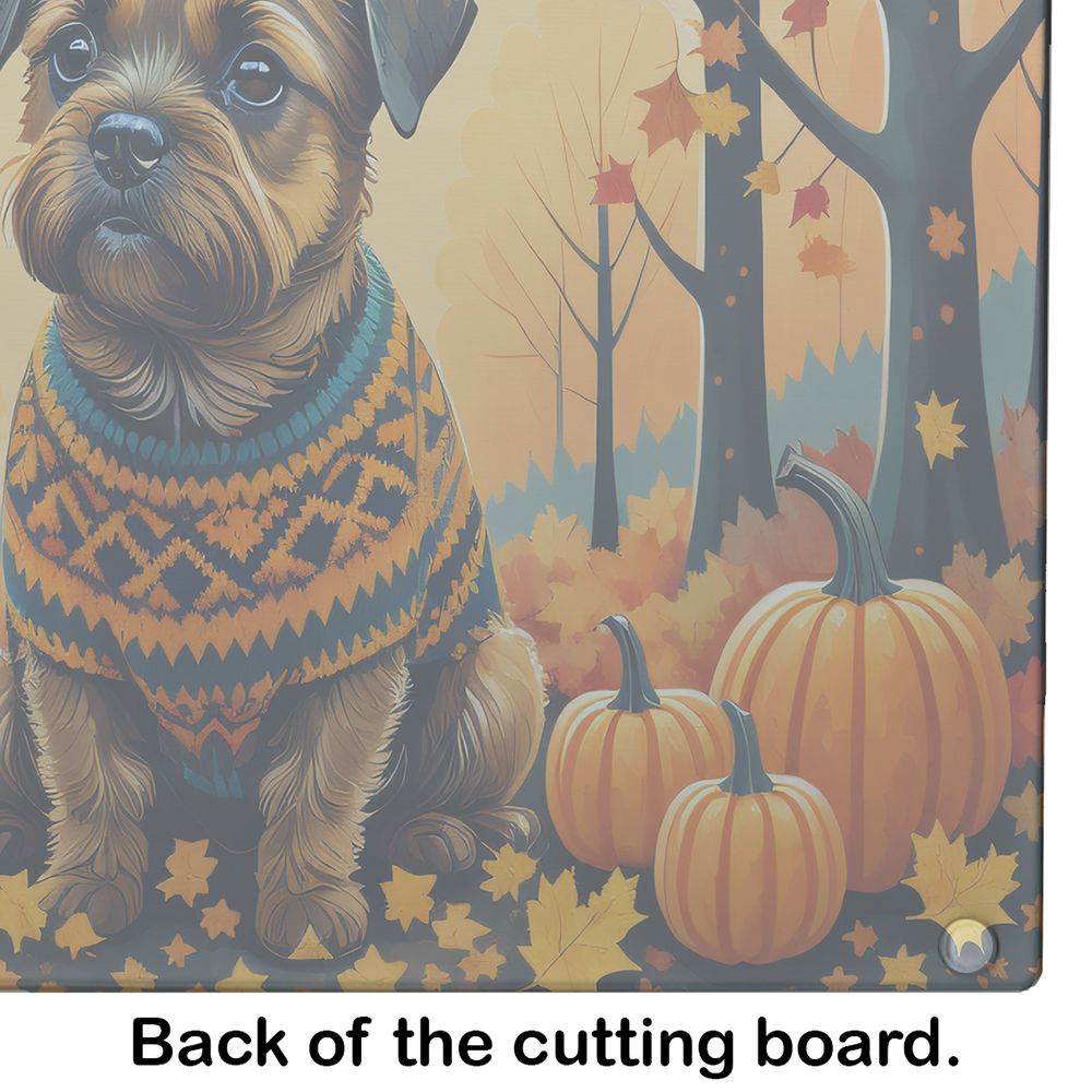 NEW Border Terrier Fall Glass Cutting Board Decorative Tempered Glass Kitchen Cutting and Serving Board Large Size Chopping Board