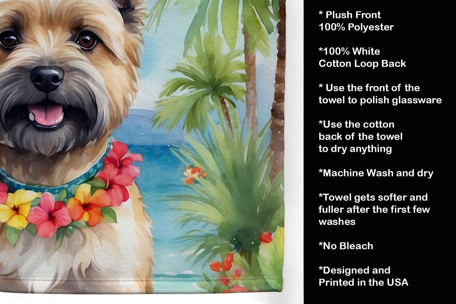 Cairn Terrier Luau Kitchen Towel Dish Cloths Guest Hand Towel Decorative Bathroom Towel for Face,Tea, Dishcloth, Kitchen and Bath