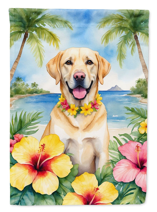 Yellow Labrador Retriever Luau Garden Flag Mailbox Flag Decorative Yard Flag Banner Outside Patio Artwork Yard Flower Beds, Garden Size, Multicolor