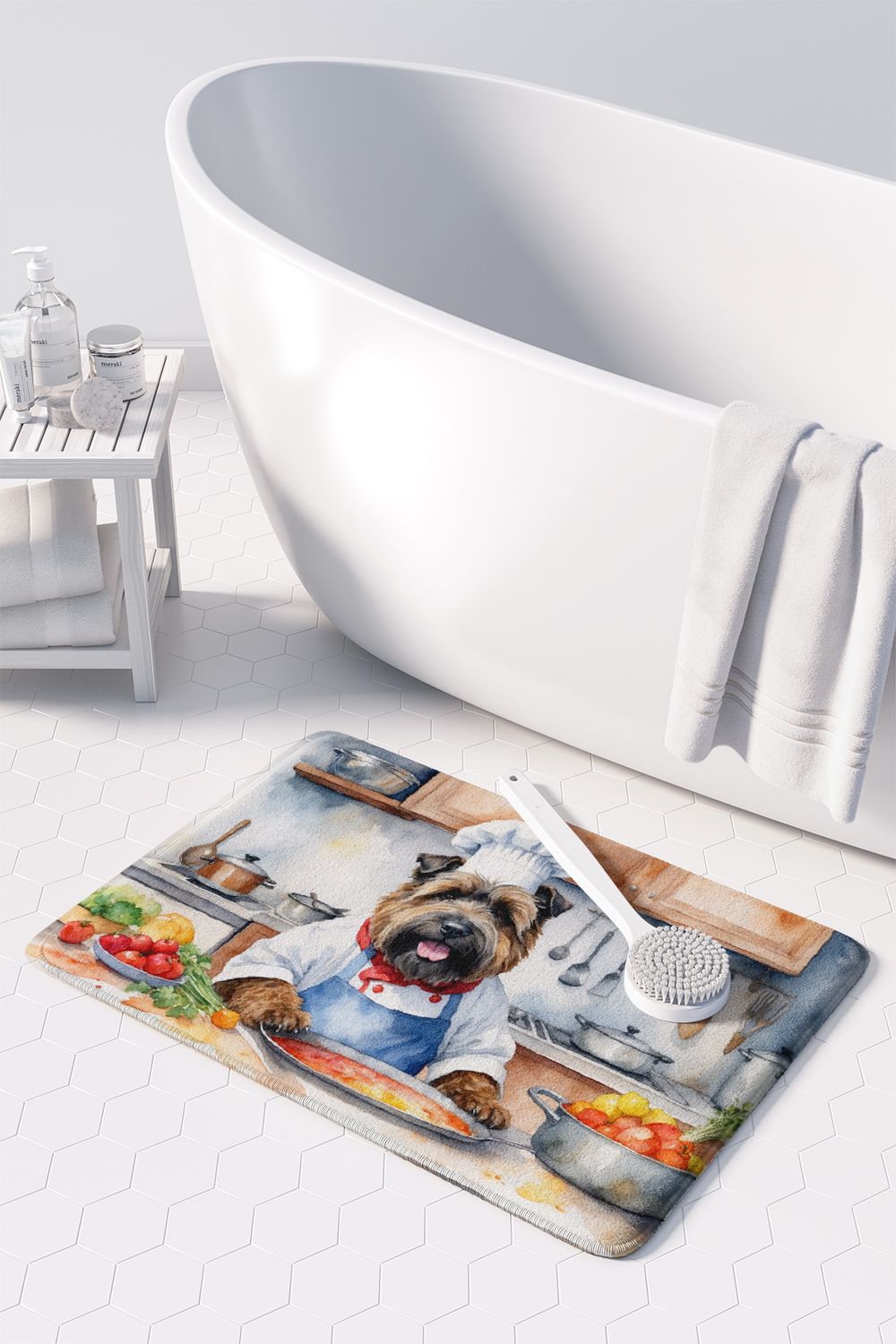 Bouvier des Flandres The Chef Memory Foam Kitchen Mat Machine Washable Anti-Fatigue Mat Cushion Comfort Bath Mat or Kitchen Rug