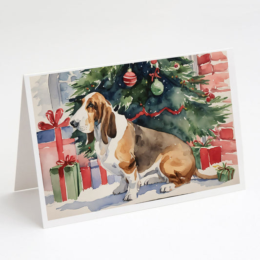 Basset Hound Christmas Greeting Cards Pack of 8 Blank Cards with Envelopes Whimsical A7 Size 5x7 Blank Note Cards