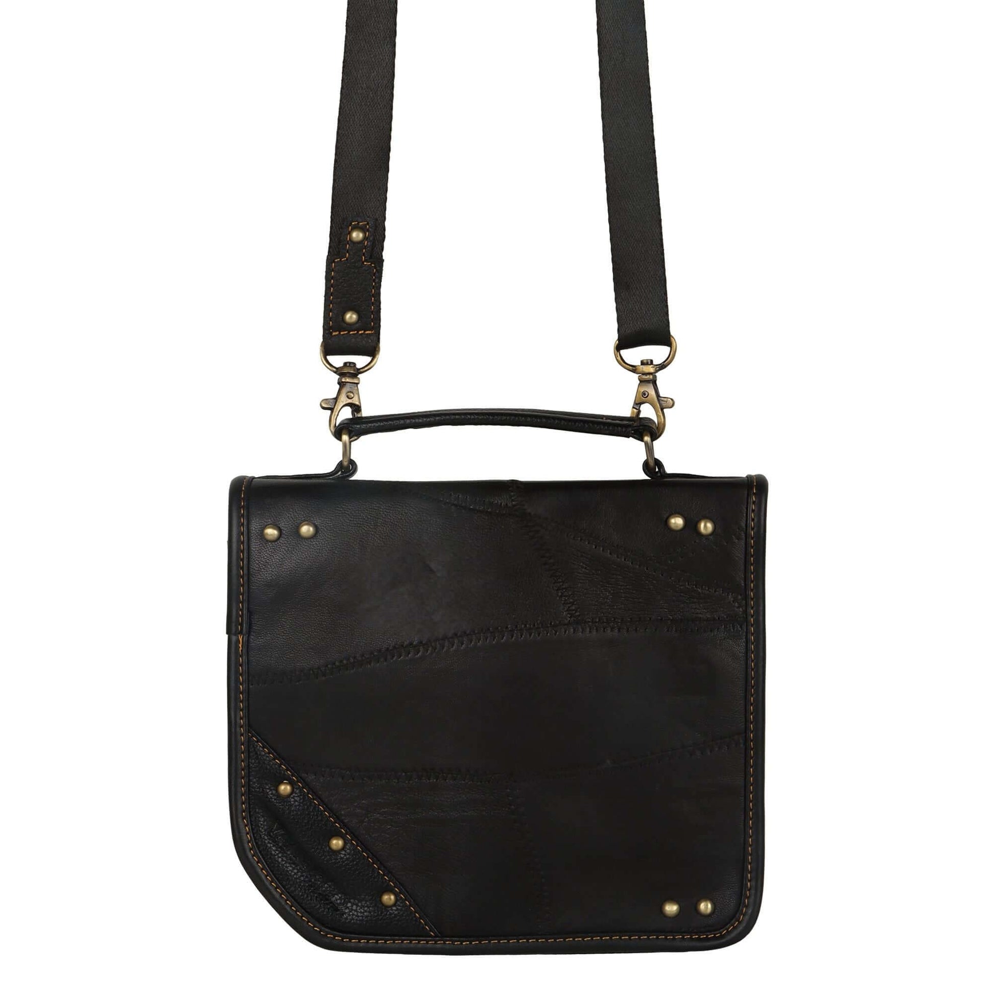 Casey Crossbody Bag made with upcycled leather + premium vegan leather with stylish Front Flap