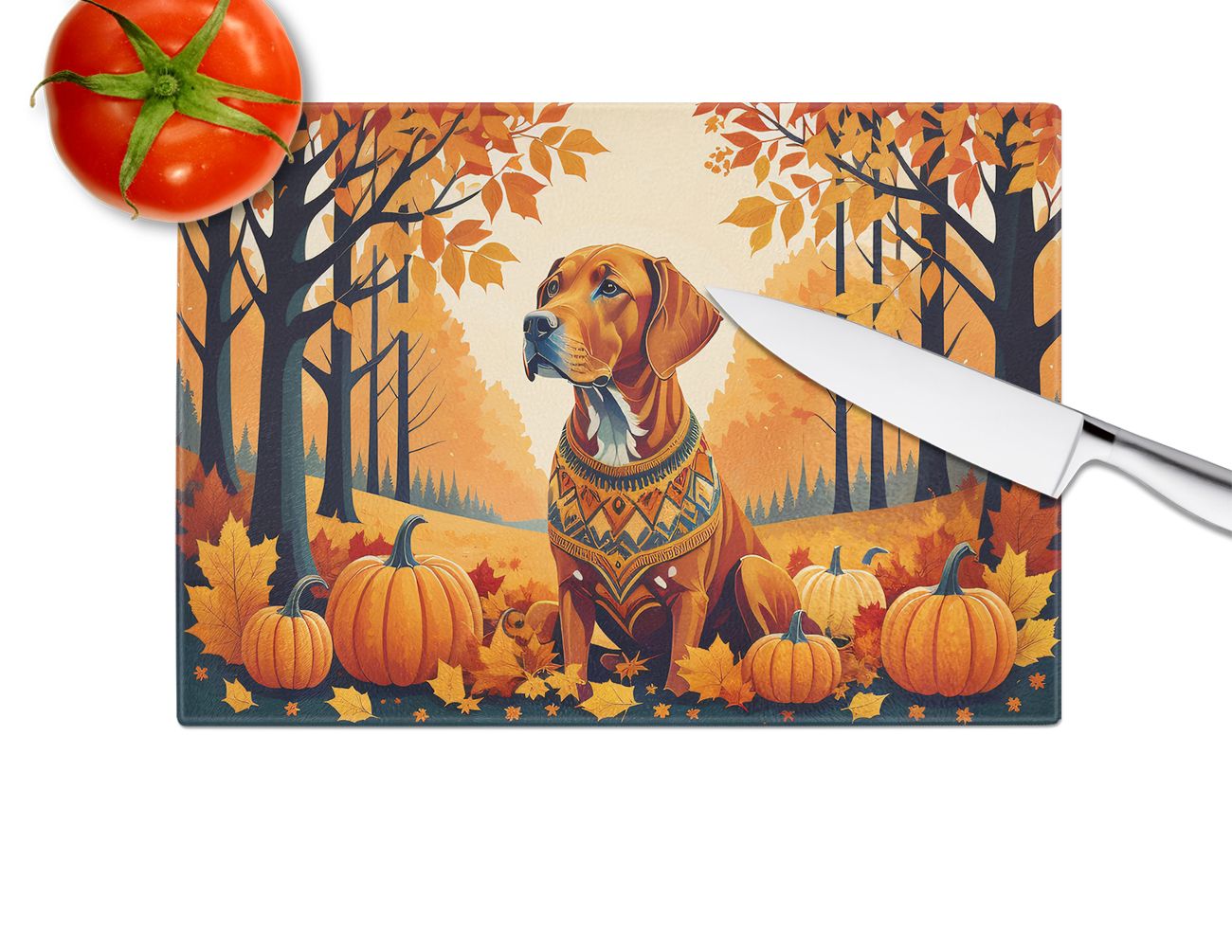 NEW Vizsla Fall Glass Cutting Board Decorative Tempered Glass Kitchen Cutting and Serving Board Large Size Chopping Board