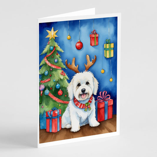 Coton de Tulear Christmas Reindeer Greeting Cards Pack of 8 Blank Cards with Envelopes Whimsical A7 Size 5x7 Blank Note Cards