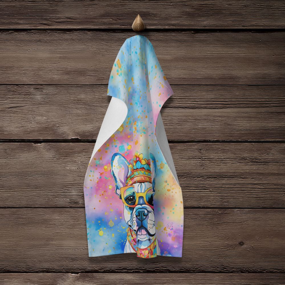 French Bulldog Hippie Dawg Kitchen Towel Dish Cloths Guest Hand Towel Decorative Bathroom Towel for Face,Tea, Dishcloth, Kitchen and Bath
