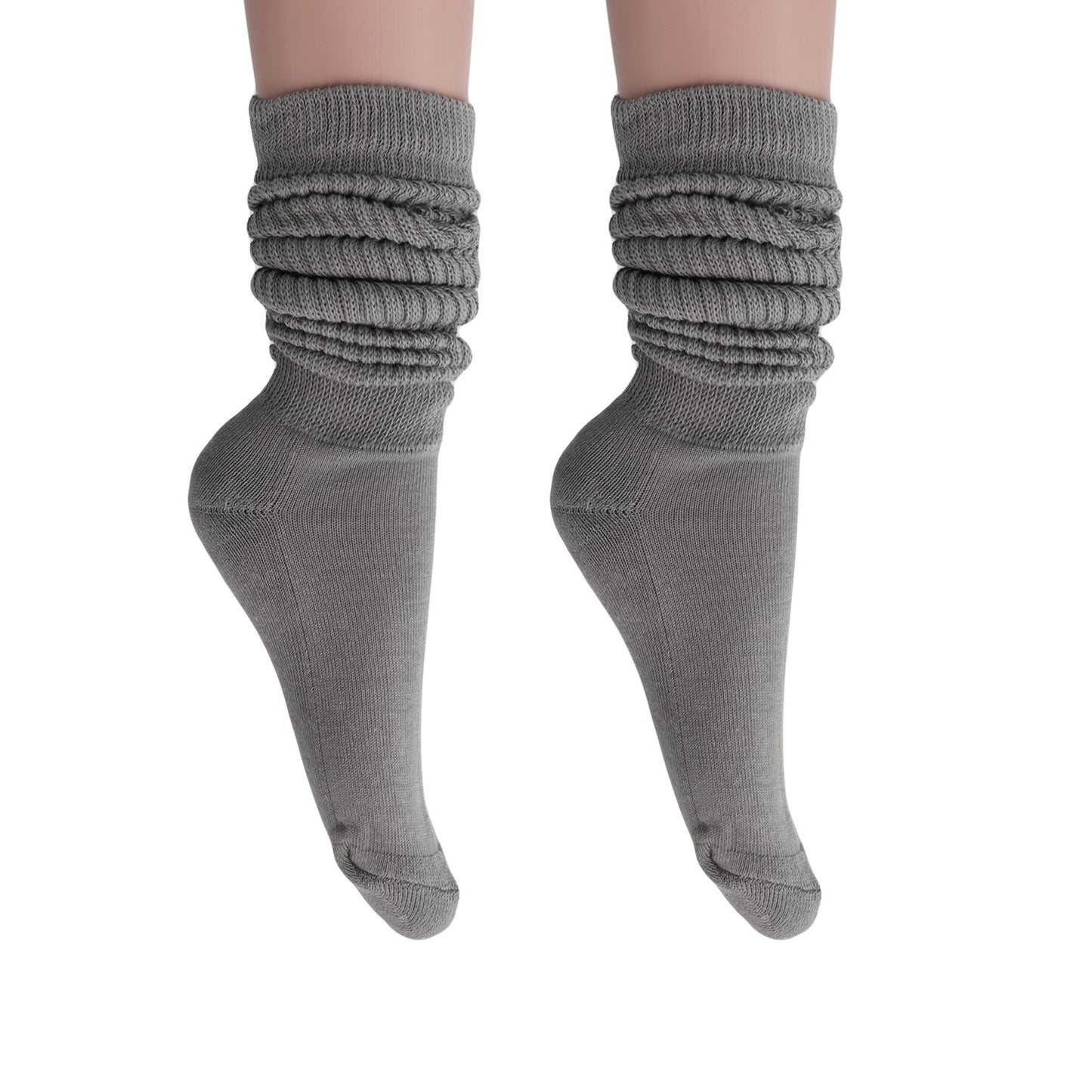 Women's Extra Long Slouch Scrunch Socks Knee High, Cotton Blend, Pack of 2, Fits Shoe Sizes 5-10, 80s Style, 28 Colors