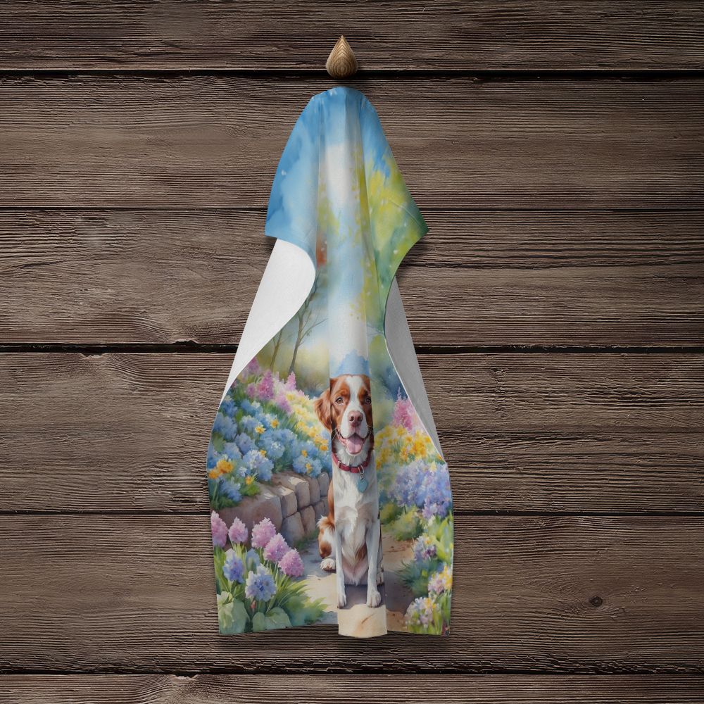 Brittany Spaniel Spring Path Kitchen Towel Dish Cloths Guest Hand Towel Decorative Bathroom Towel for Face,Tea, Dishcloth, Kitchen and Bath