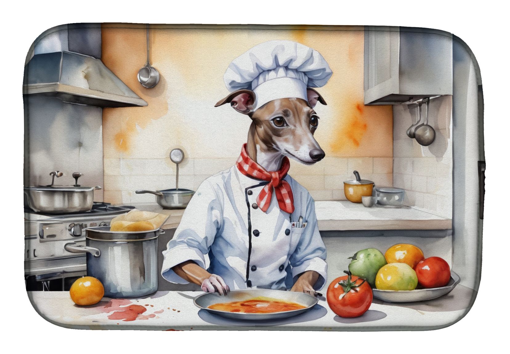 Italian Greyhound The Chef Dish Drying Mat Absorbent Dish Drying Mat Pad for Kitchen Counter Dish Drainer Mat for Countertop, 14 x 21", Multicolor