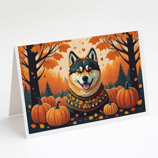 Akita Fall Greeting Cards Pack of 8 Blank Cards with Envelopes Whimsical A7 Size 5x7 Blank Note Cards