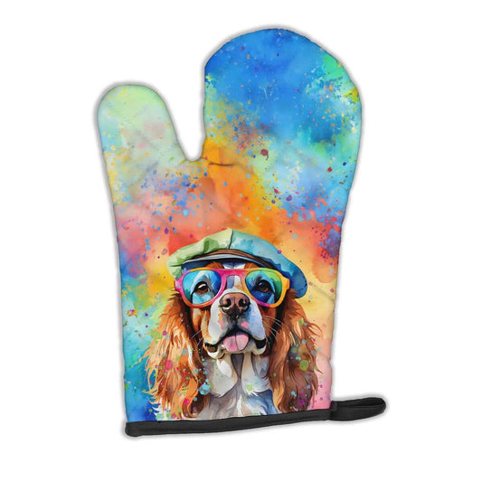 Cavalier Spaniel Hippie Dawg Oven Mitt Heat Resistant Thick Oven Mitt for Hot Pans and Oven, Kitchen Mitt Protect Hands, Cooking Baking Glove