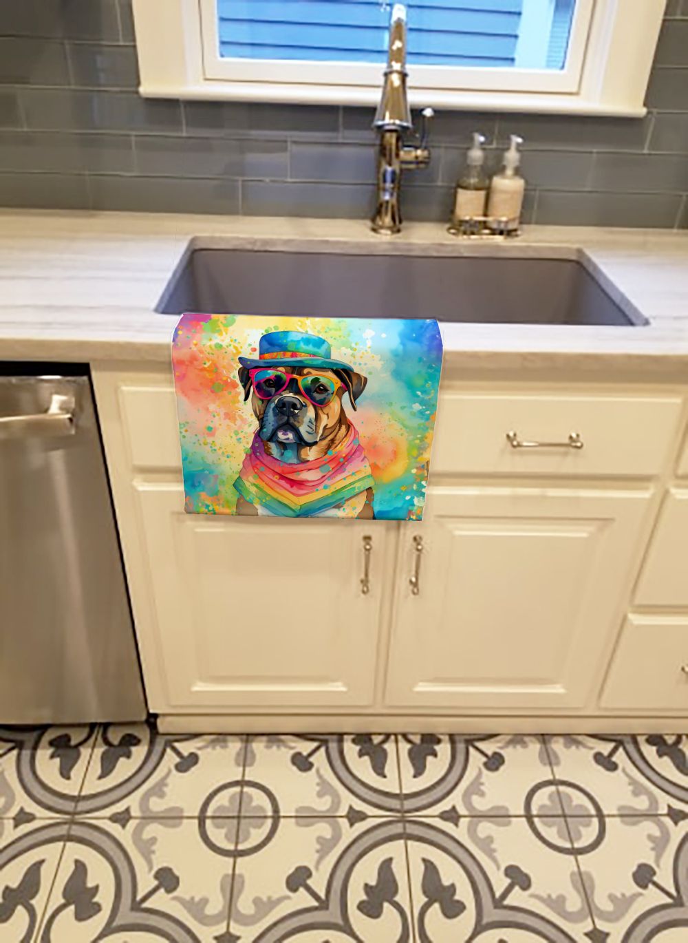 Cane Corso Hippie Dawg Kitchen Towel Dish Cloths Guest Hand Towel Decorative Bathroom Towel for Face,Tea, Dishcloth, Kitchen and Bath