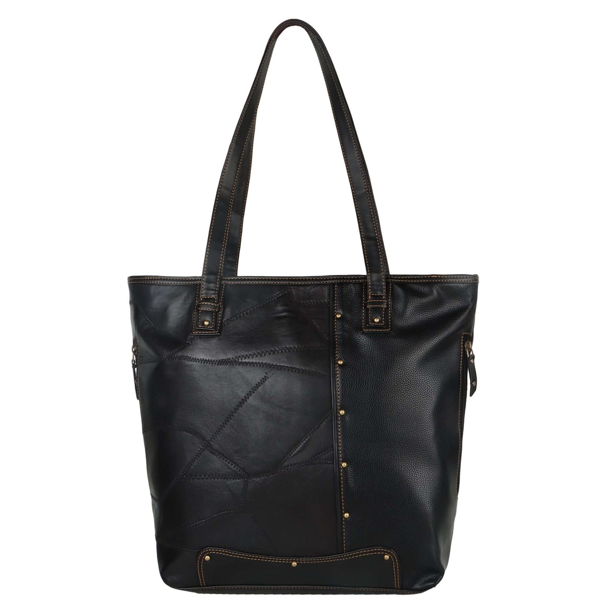 Evelyn Large Tote Shoulder Bag made with upcycled leather + premium vegan leather