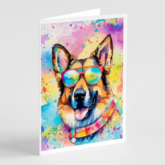 German Shepherd Hippie Dawg Greeting Cards Pack of 8 Blank Cards with Envelopes Whimsical A7 Size 5x7 Blank Note Cards