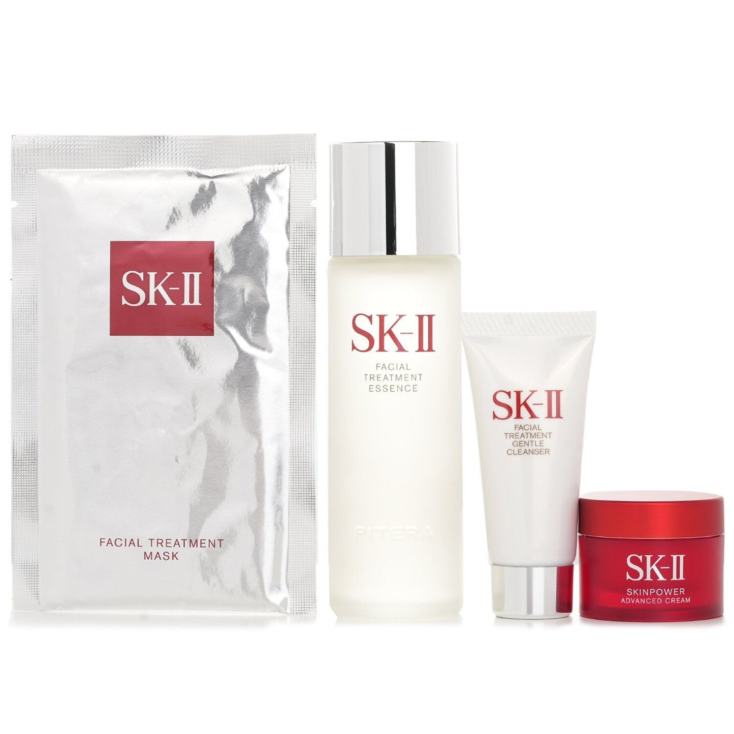 SK II - Best Seller Trial Kit: Facial Treatment Ess. 75ml+Facial Treatment Cleanser 20g+SKINPOWER Advanced Cream 15g+ F.T Mask 1pcs 4pcs