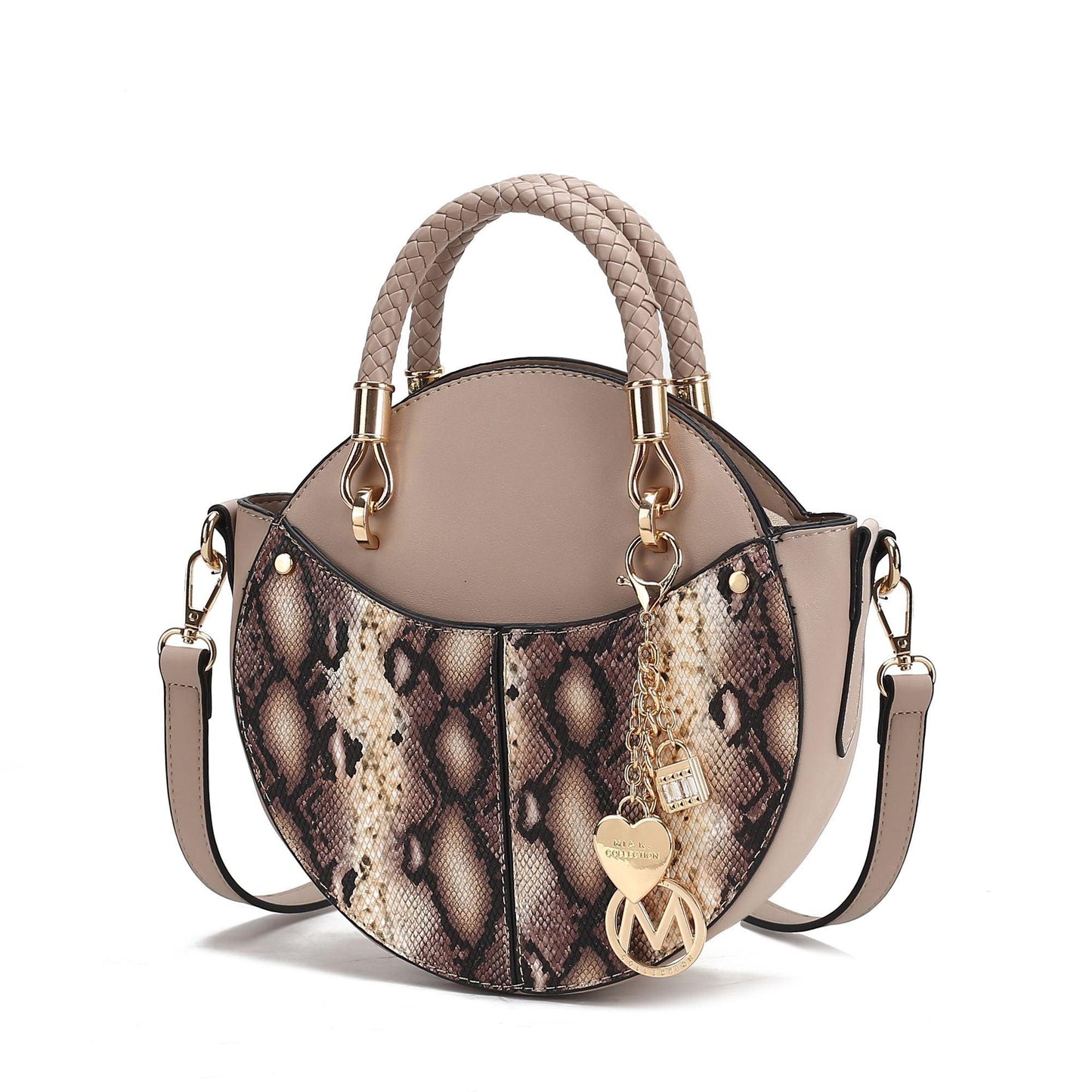 MKF Collection Camille Faux Snakeskin Vegan Leather Women Round Crossbody Bag by Mia K