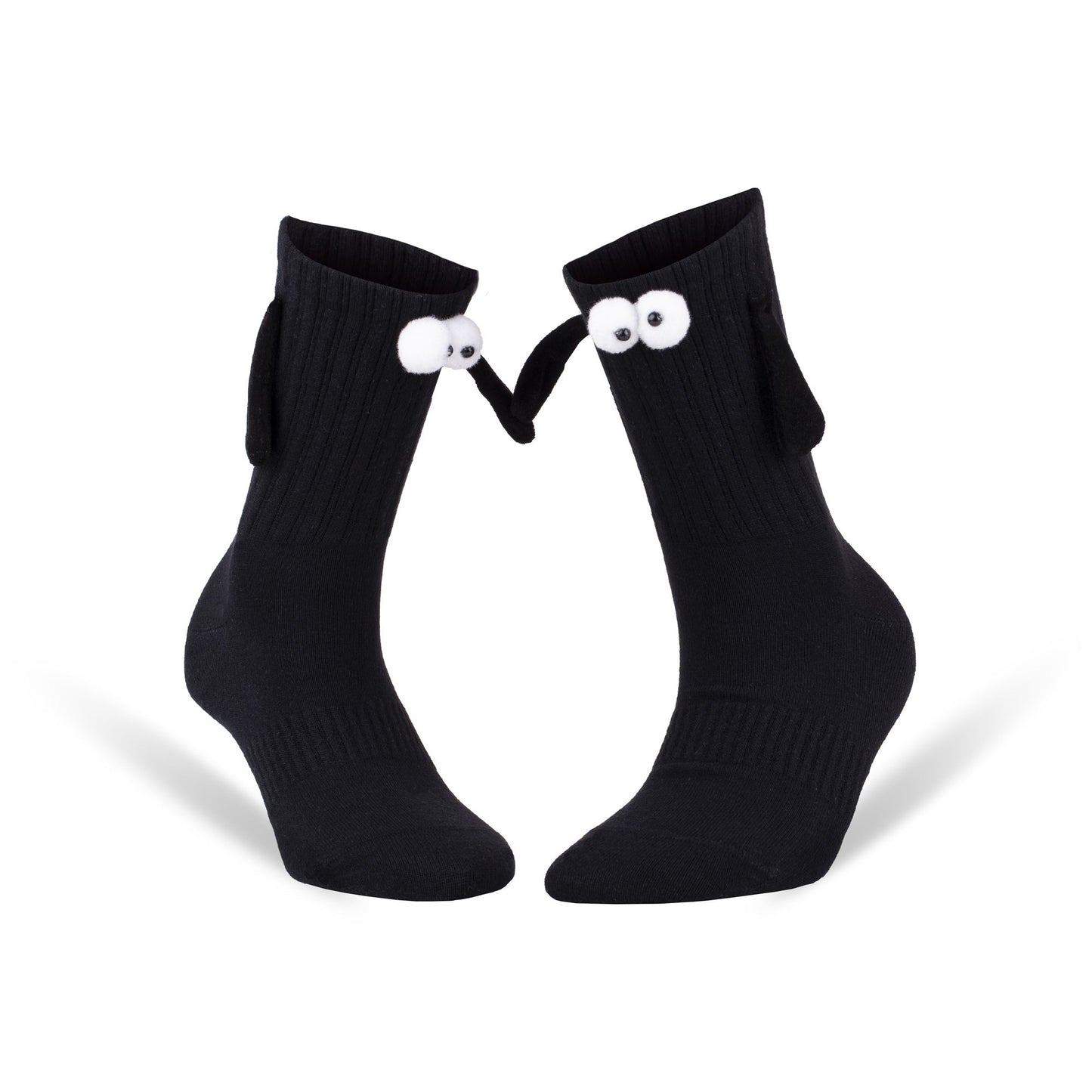 Magnetic Holding Hands Socks with Cartoon Eyes Couples Socks for Valentines Day 1 Pair