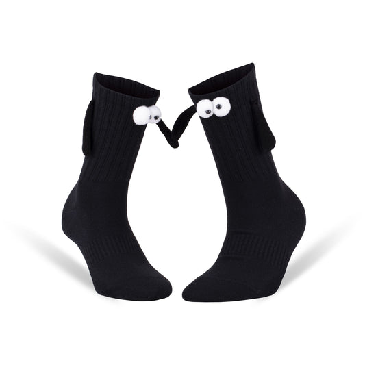 Magnetic Holding Hands Socks with Cartoon Eyes Couples Socks for Valentines Day 1 Pair